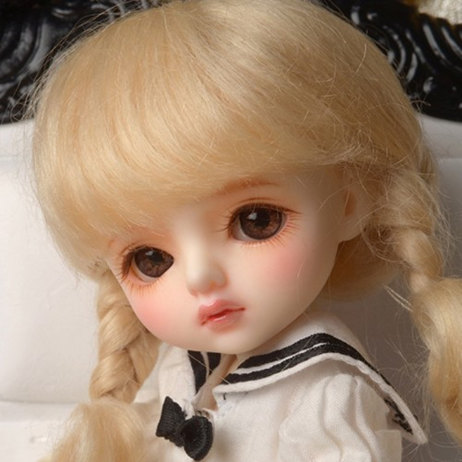 돌모아 구체관절인형 가발 16cm 포켓 모헤어 양갈래 땋은머리 블론드 (5) Sayomi Mohair Wig (Blonde)[K2-4-1], 1개