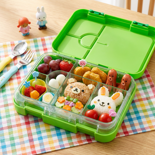 리틀그립 야미박스 어린이집 소풍 도시락통 피크닉 도시락 꾸미기, 1개, 그린