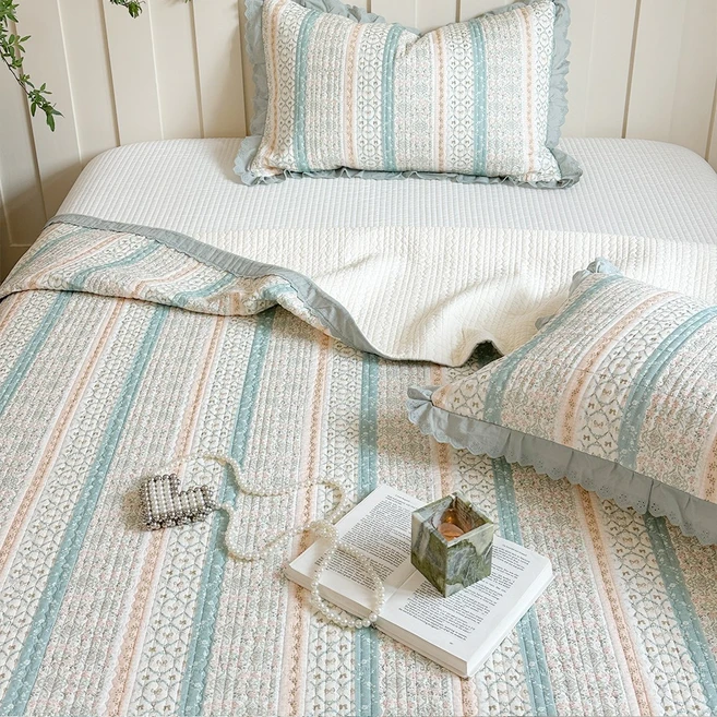 수스존 오가닉 목화솜 순면100 피그먼트 패밀리 사계절 침대패드 + 베개커버 세트, 오션블루+베개커버2EA - 쿠팡