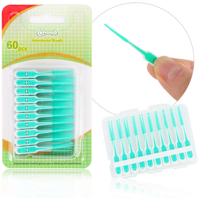 클린픽 실리콘 소프트 인터덴탈 치간칫솔 전체사이즈가능 케이스증정, 1세트, 60개입, 0.7mm