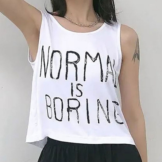 로르카 여성 라운드넥 레터링 루즈핏 캐주얼 슬리브리스 티셔츠 T06031605