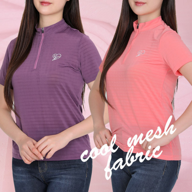 [이지바이] 여성 반팔 집업티_페어리 쿨 메쉬 빅사이즈 반팔 집업 티셔츠