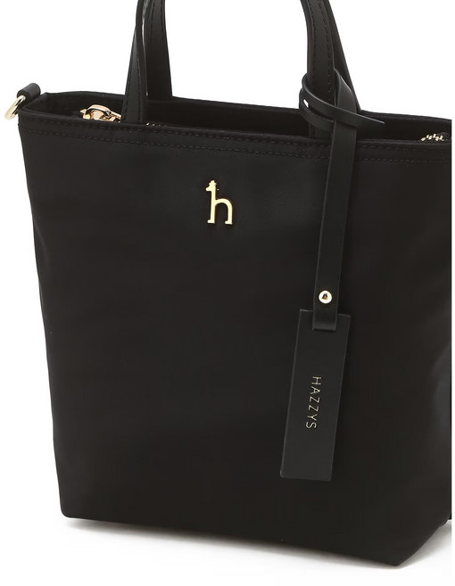 헤지스 여성 블랙 경량 나일론 퍼피 로고 미니 크로스백 겸 토트백