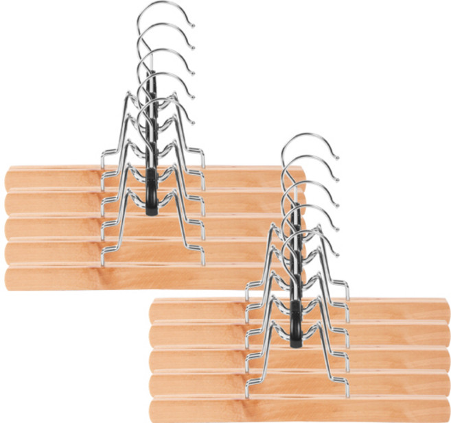 원목 일자형 바지걸이, 혼합색상, 10개