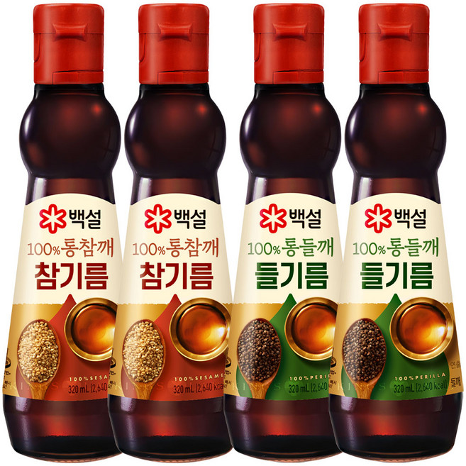 백설 100%통참깨 참기름+ 100%통들깨들기름, 2세트, 320ml