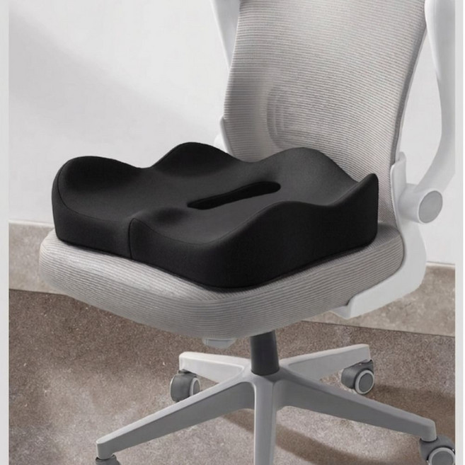 뿌리담 메모리폼 자세 골반 교정 치질 산모 방석, 블랙