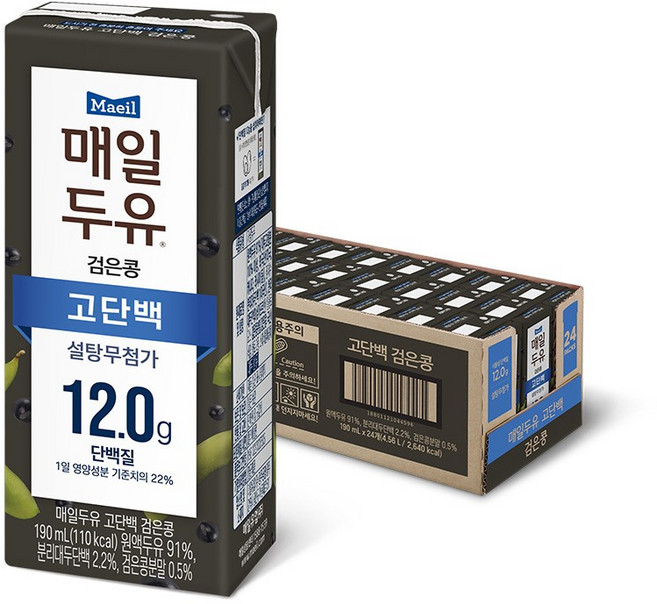 매일유업 검은콩 식물성 단백질 고단백 두유, 72개, 190ml
