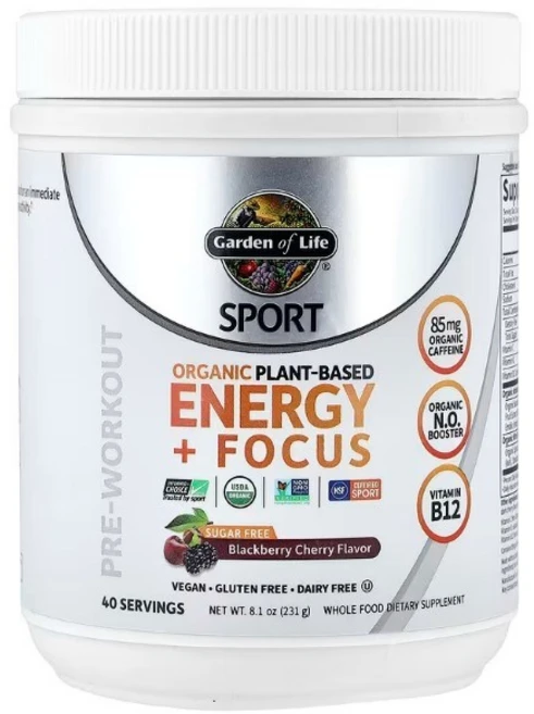 가든오브라이프 스포츠 에너지 포커스 운동전 블랙체리 카페인 비타민B12 산화질소(NO) 부스터, 231g, 1개 - 쿠팡