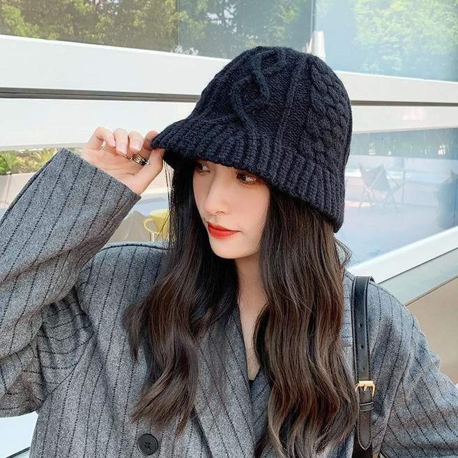 HanVo 秋冬保暖針織麻花漁夫帽 韓系休閒百搭毛線帽女生配件