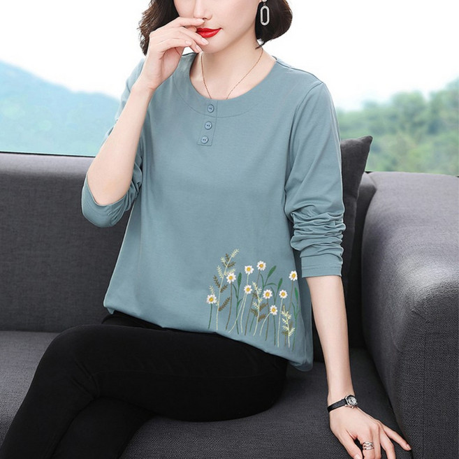 소랜디 60대 엄마옷 중년 여성 긴팔 꽃무늬 티셔츠