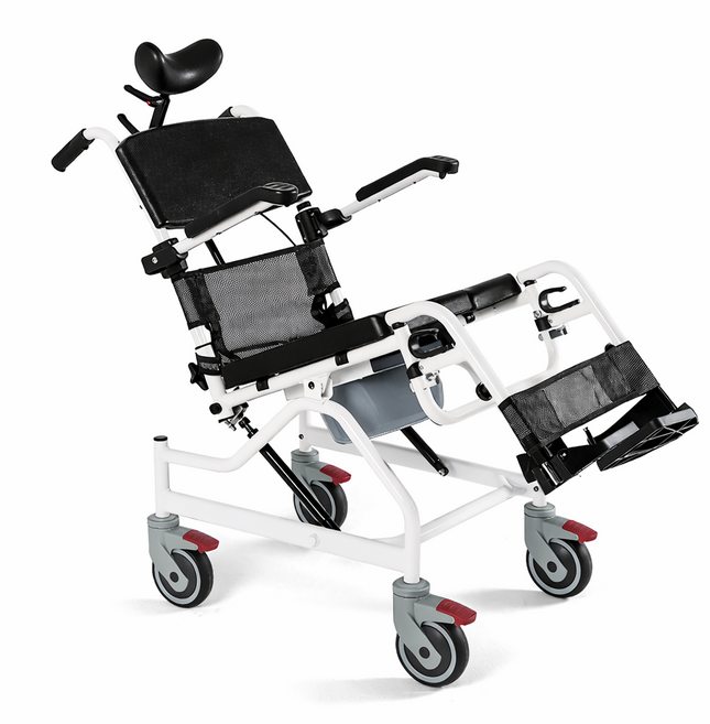 온빛케어 바퀴달린 목욕의자 이동변기 겸용 휠체어형 유압식 리클라이너 환자용 어르신 바퀴형, 1개, 장기요양등급구매 ( 본인부담율 9%)