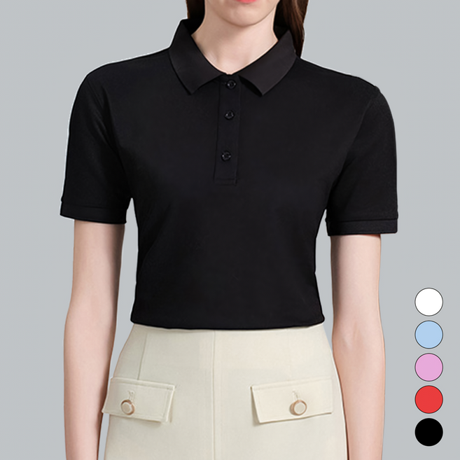 루본 여성 베이직 기능성 드라이핏 PK 반팔 카라티 무지 카라 티셔츠
