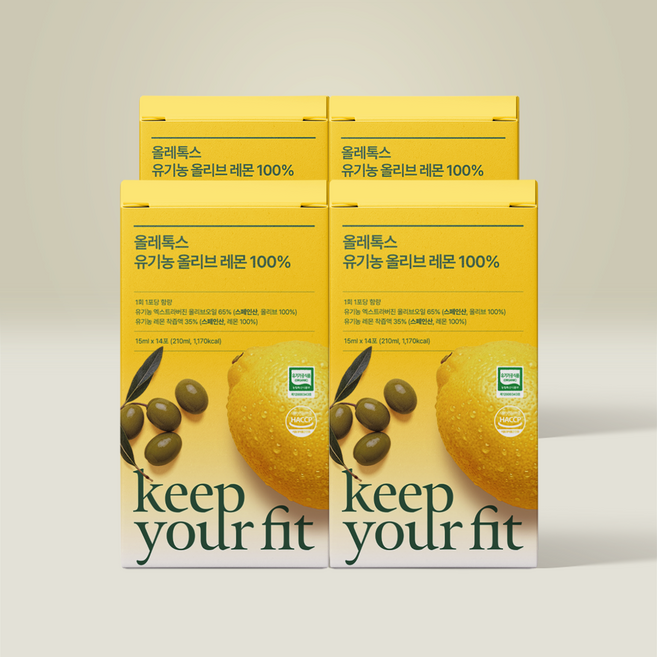 킵유어핏 올레톡스 유기농 올레샷 올리브오일 레몬즙 엑스트라버진 haccp 인증 스틱, 4박스, 210ml