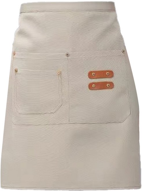 카페 바리스타 캔버스 예쁜 하프 앞치마, 베이지, 1개