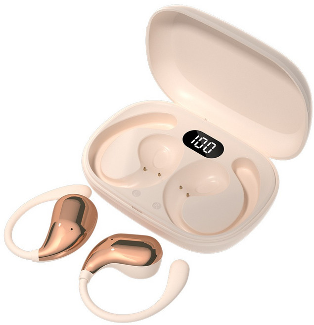 와피크 귀걸이형 오픈형 무선 블루투스 이어폰 R3 ENC 고음질 노이즈 캔슬링 C타입, 아이보리