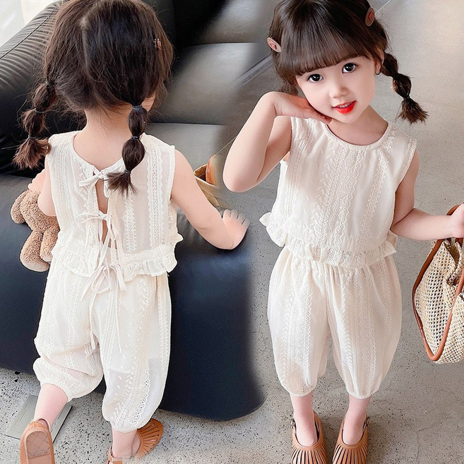 쁘띠앙쥬 여름 여아 리본끈백설공주 2종세트(상의+하의)