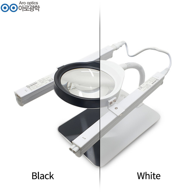 아로 127mm 10배 LED 자바라 스탠드 확대경 듀얼 조명 세트 세밀한 정밀 작업, 1개, 화이트