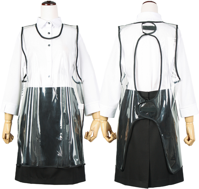 투명 띠 방수 앞치마 원피스형 벨크로 미용실 식당 업소용 (4color), 1개, 검정색