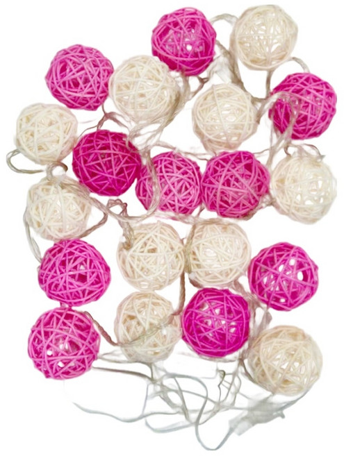 iINDOORS 英倫家居 籐球燈串 300cm, 粉紅佳人插座款, 1條