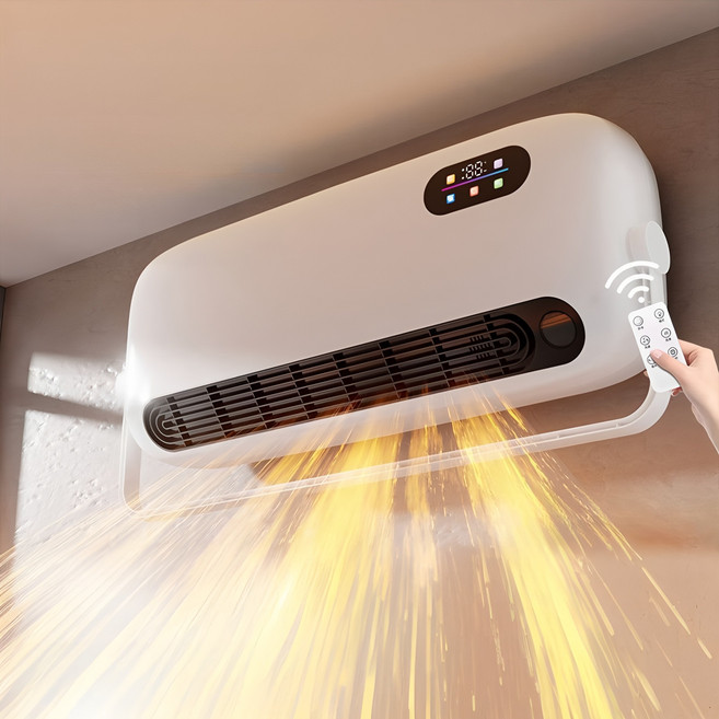 RichMagic 최신형 욕실 온풍기 1년 AS 냉열 겸용 리모컨 AI 온도조절16-45도 3초발열 저소음 강풍 무다공 가정용 사무실 화장실 원룸히터 최고가성비 2000W, 횐색