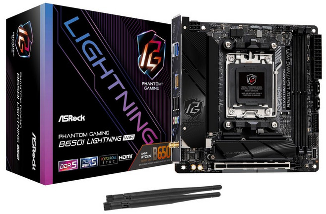 ASRock 마더보드 B650I Lightning WiFi AMD Ryzen 7000 시리즈 CPU 대응 (Soket AM5) B650 Mini-ITX 마더보드 [국내 정규 대리점품]