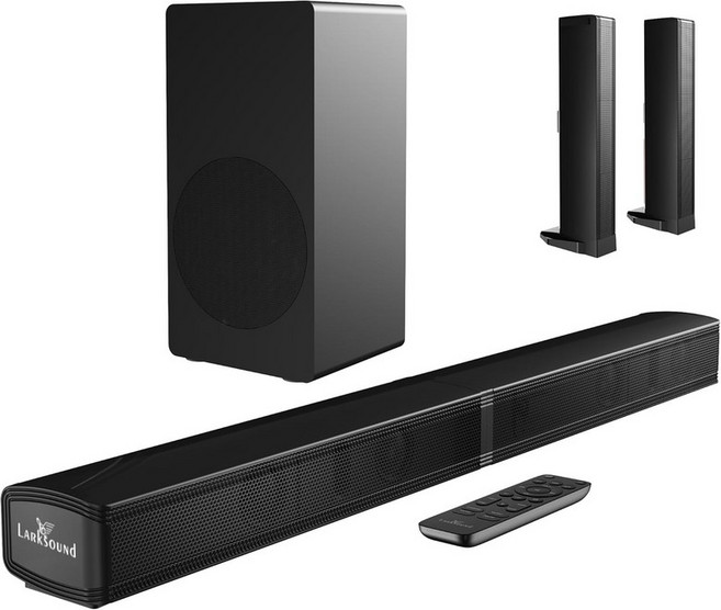 LARKSound 2-in-1 탈착식 사운드 바서브우퍼 포함 스마트 TV용 31 바블루투스 5.3HDMI ARC광학Aux 연결, Black