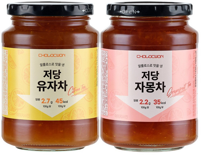 초록원 저당유자차530g + 저당자몽차530g, 530g, 1개입