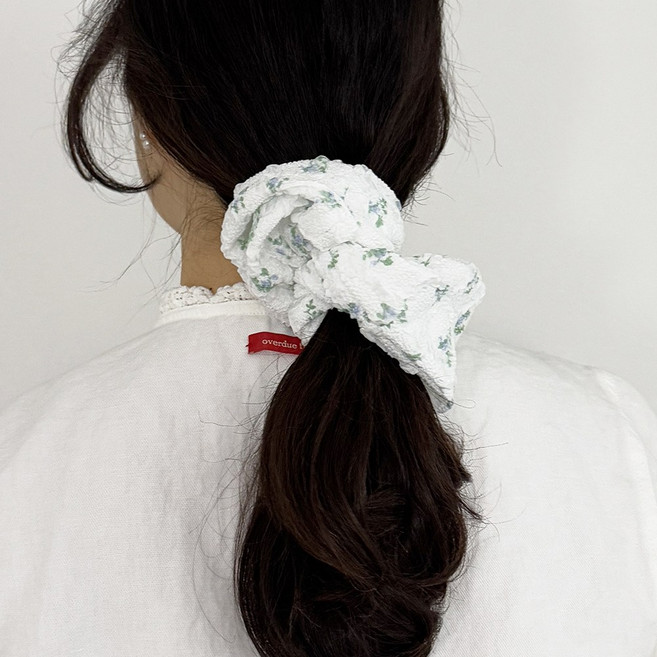 잔꽃 주름 3색 빅 헤어 스크런치 곱창끈 머리끈
