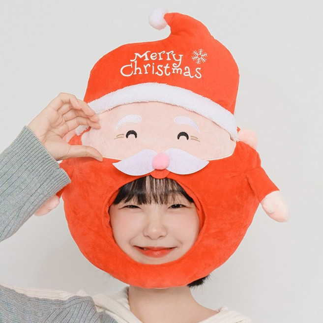 말랑마쥬 인생네컷 동물 캐릭터 모자 할로윈 파티 소품, 1개, 산타