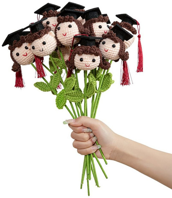 *도매로사*키밍 졸업 인형 꽃다발 니트 인테리어 조화 귀여운, 여자, 1개