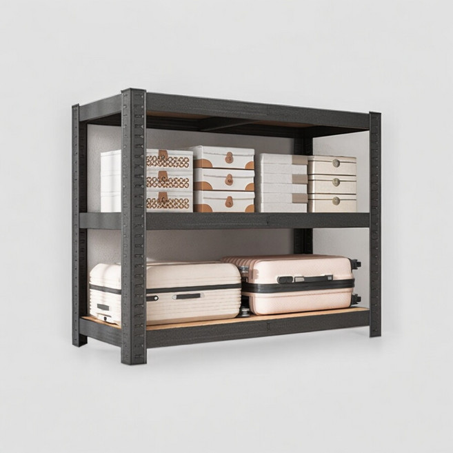 BMYX 튼튼 간단 조립식 철제 앵글 선반, 블랙, 3단