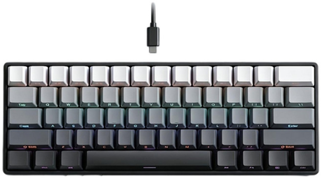 K61 60% RGB 機械式鍵盤, K61極地灰漸變側刻 - 青軸Blue switch 牛皮盒, 圖示, BSUN TOY