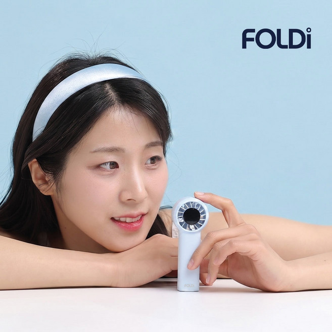 폴디 미니 손풍기 휴대용 핸디 핸드 100단 조절 선풍기, 블루팝