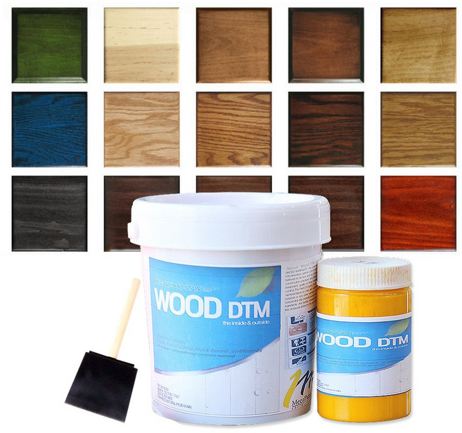 우드DTM 500ml 목재용 + 스테인용 스펀지 붓 5인치 친환경 스테인 우드스테인, 1개, 빨강