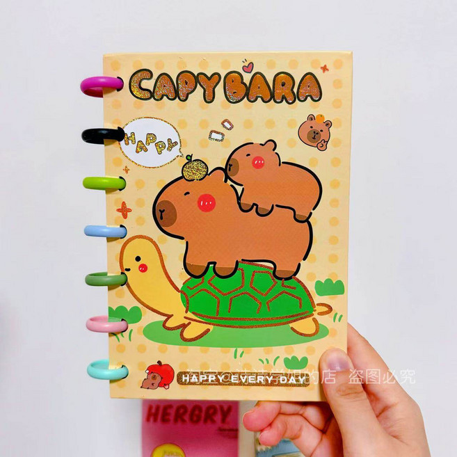 CAPY BARA 筆記本 可愛風格學生手賬本, 1個, 烏龜卡皮