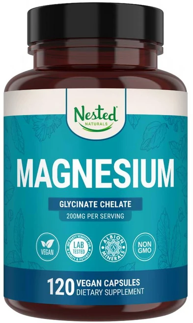 Nested Naturals 마그네슘 글리시네이트 킬레이트 글리신산마그네슘 Albion TRACCS 완충 마그네슘 글리시네이트 이완 수면, 2개, 120정 - 쿠팡