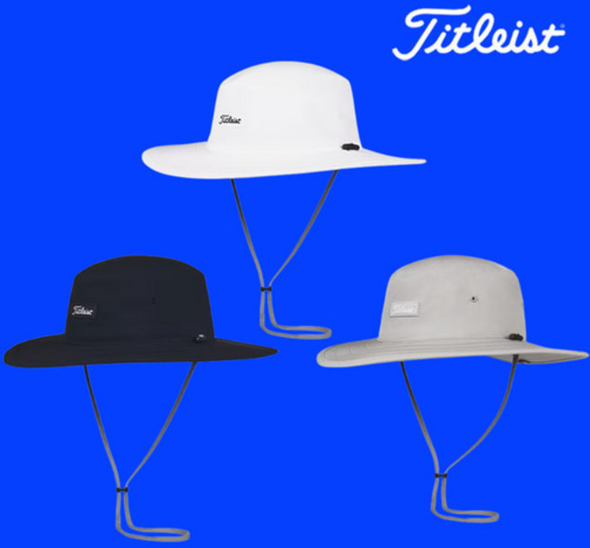 타이틀리스트 찰스턴 오지 햇빛 차단 남성 골프모자 벙거지 버킷햇 모자, 화이트블랙, 1개