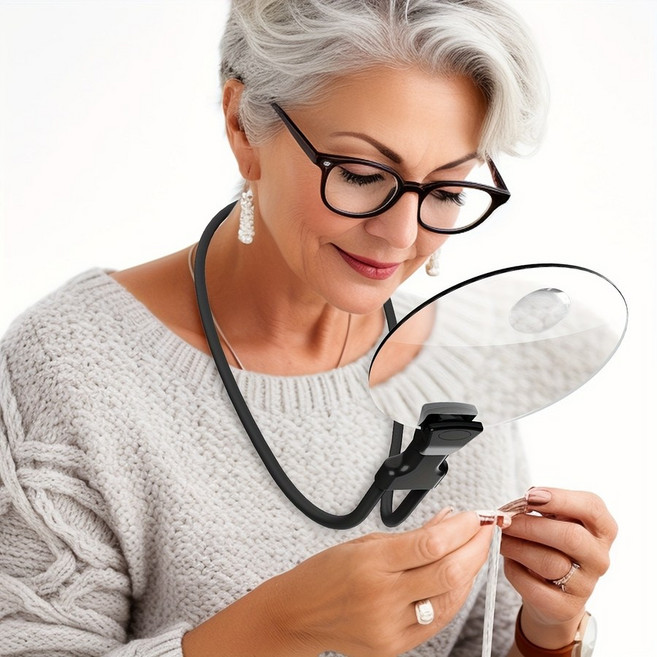독서용 1개짜리 돋보기 대형 확대경 5배 10배 목에 걸 수 있는 돋보기 검사 바느질, 1개