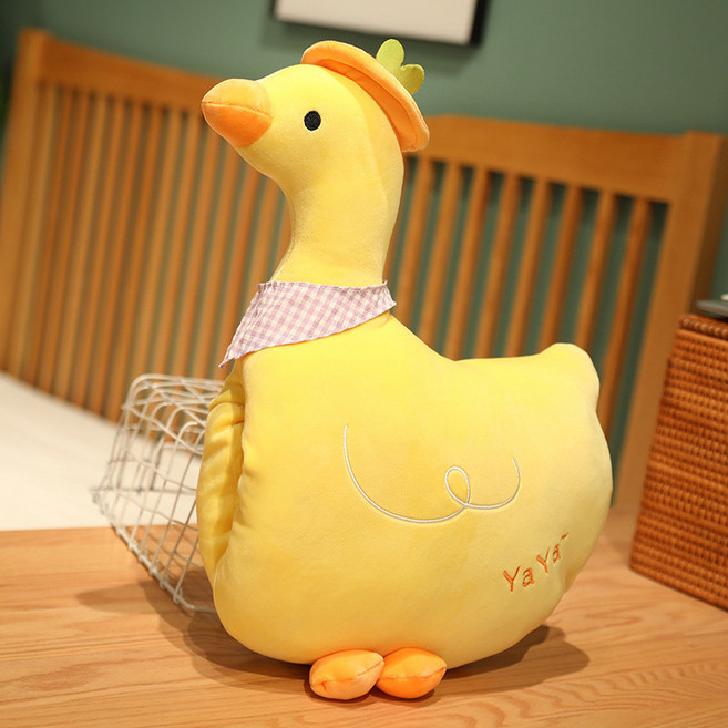 흰거위 따뜻한 손가림 쿠션 겨울 왕거위 털잠자리 베개 쿠션 오리 선물, 45*50Cm, 노랑거위