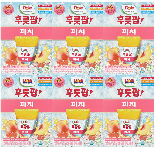 돌 후룻팝 피치 복숭아, 62ml, 48개