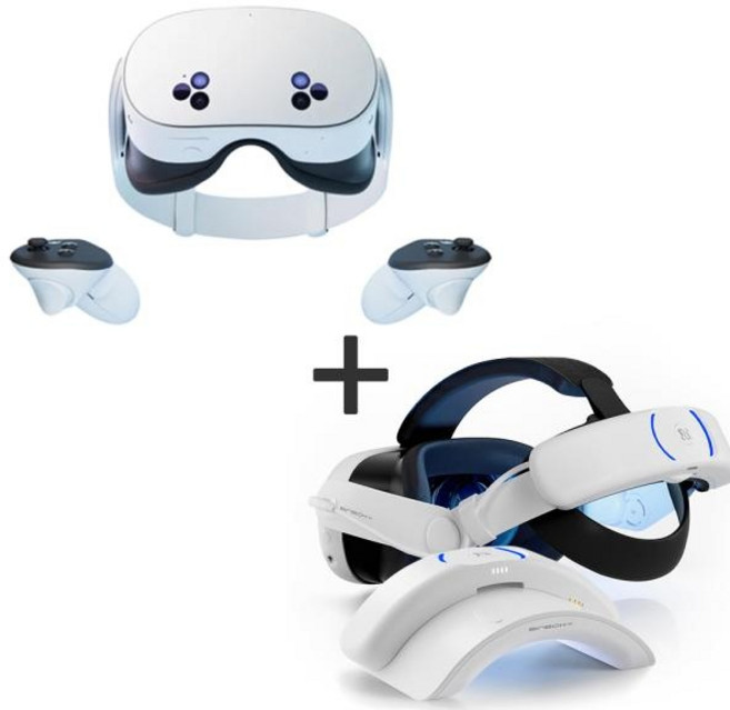 (Meta) Meta Quest 3S 128GB 메타퀘스트 VR 기기 (본품+고용량 배터리 헤드 스트랩 BINBOK VR T3 플러스 8000mAh), 1개, 메타퀘스트3S128GB+고용량배터리헤드스트랩