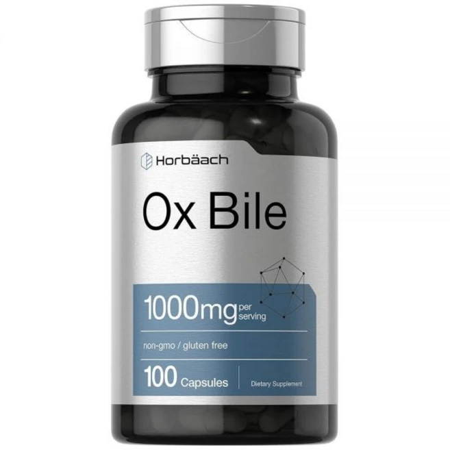 Horbäach 황소 담즙 보충제 | 1000mg 100캡슐 소화 효소 GMO 프리 및 글루텐, 1개, 100정 - 쿠팡