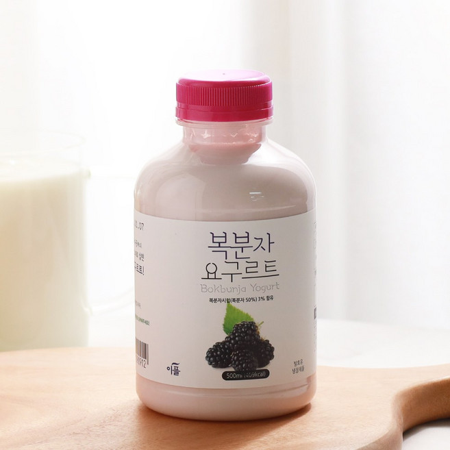 [산지마켓]임실 이플목장 천연 복분자 요구르트 국산원유100%, 2개, 500ml
