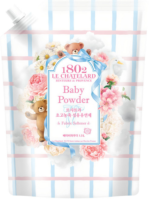 르샤트라1802 섬유유연제 베이비파우더 리필, 1.5L, 1개입, 1개