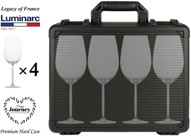 HAPPY JOURNEY 캠핑용 와인잔 여행용 야외용 집들이 선물세트 나들이 하드 케이스 캐리어 가방 와인잔포함 프랑스 와인잔 화이트와인잔, 2 캠프블랙 SERENA 470ml 4pc, 1개