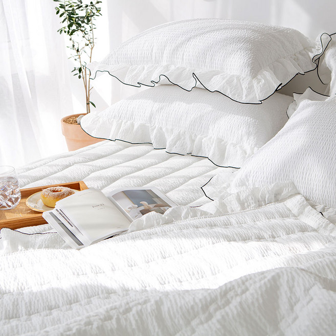 냉감 항균 누빔 프릴 양면 시어서커 여름 차렵 이불 패드 세트 SS Q K LK 사이즈