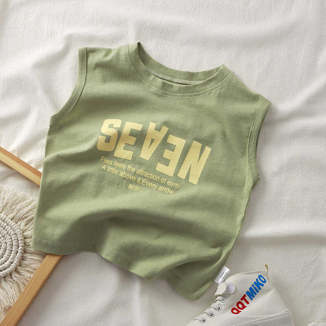 【兒童夏裝無袖背心】純棉A類無袖上衣 兒童夏季純棉上衣韓版寬肩背心男童女童無袖T恤中大童百搭