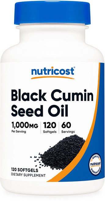 뉴트리코스트 블랙 커민 씨드 오일 1000mg 소프트젤 120정 1병, 1개