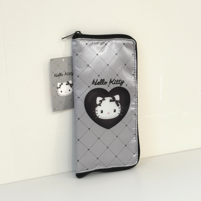 일본정품 헬로키티 블랙리본 실버 고데기 파우치