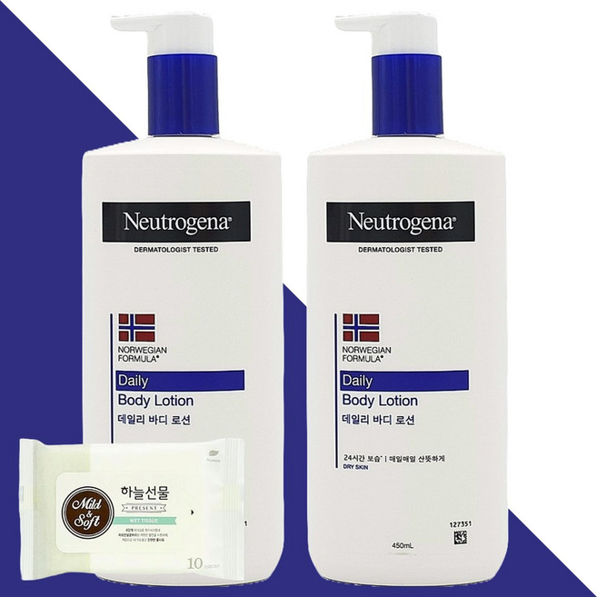 뉴트로지나 데일리 바디로션 450ml 2개(+하늘선물 물티슈 10매), 2개